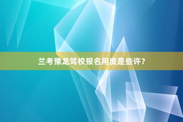 兰考豫龙驾校报名用度是些许？