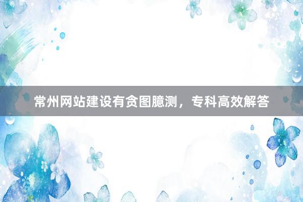 常州网站建设有贪图臆测，专科高效解答